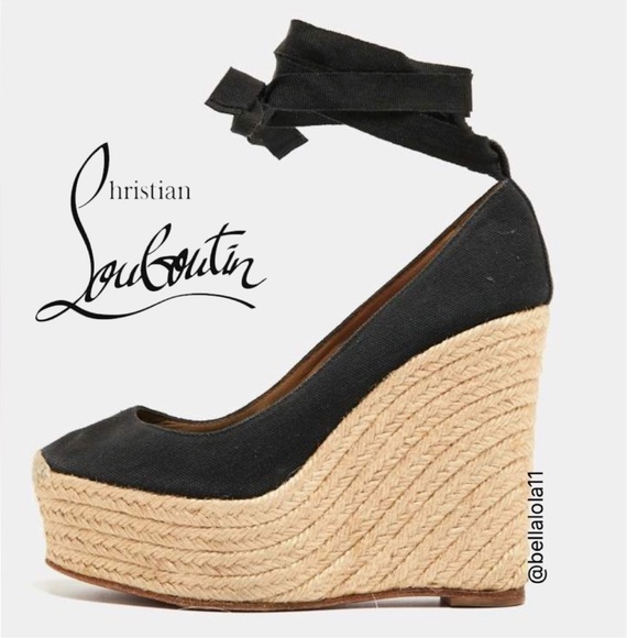Christian Louboutin Shoes - AUTHENTIC LOUBOUTIN BLACK ESPADRILLE WEDGES